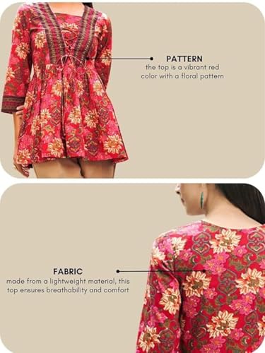 Leriya Fashion Women's Rayon Paisley Printed Tunic Western Tops Short Kurti – Comfortable Everyday Wear & Half Sleeves, Collar Neck (Available in Plus Size and Combo Pack of 2)