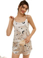 Night Suit for Women - Soft Breathable Satin Fabric Stylish Shorts for Woman, Cute Printed Nightwear Western Co ord Set Sleepwear, Lounge Wear for Every Night