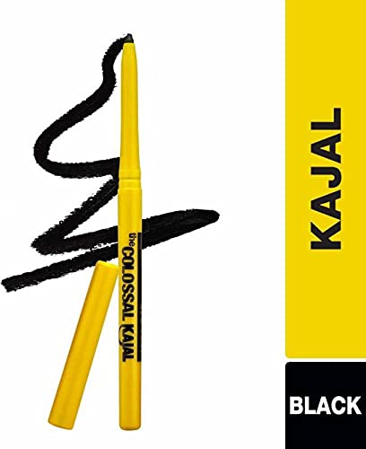 Maybelline New York Intense Colour Colossal Kajal, Black, Matte Finish, Stay Up To 24 Hours, Water-proof, Smudge Resistant, Infused With Aloe Vera & Vitamin C and Vitamin E | 0.35g