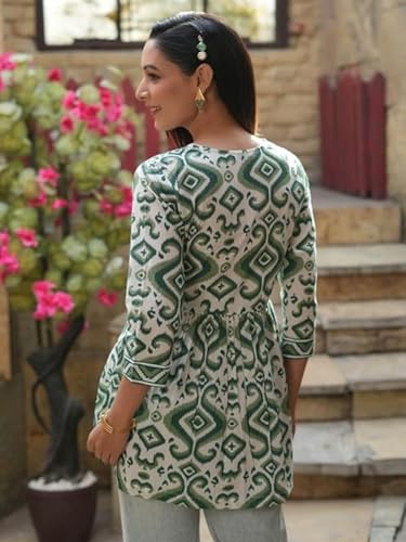 Leriya Fashion Women's Rayon Paisley Printed Tunic Western Tops Short Kurti – Comfortable Everyday Wear & Half Sleeves, Collar Neck (Available in Plus Size and Combo Pack of 2)