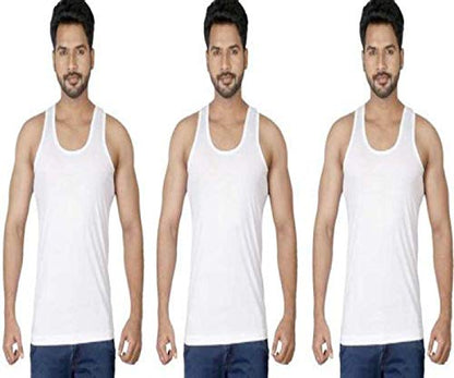 Macho Mens Cotton Vest, Pack of 3 (100 cm) White