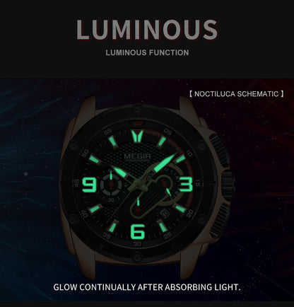MEGIR Mens Watches Top Brand Luxury Silicone Sports Military Watch Waterproof Quartz Clock Men Chronograph Man Wristwatch 2147-5