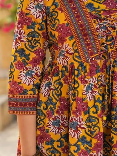 Leriya Fashion Women's Rayon Paisley Printed Tunic Western Tops Short Kurti – Comfortable Everyday Wear & Half Sleeves, Collar Neck (Available in Plus Size and Combo Pack of 2)