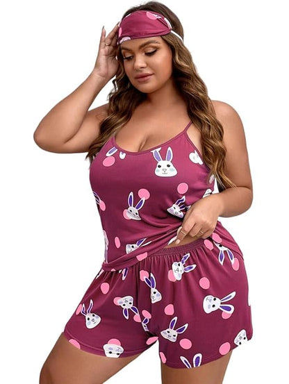 Night Suit for Women - Soft Breathable Satin Fabric Stylish Shorts for Woman, Cute Printed Nightwear Western Co ord Set Sleepwear, Lounge Wear for Every Night