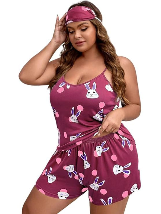 Night Suit for Women - Soft Breathable Satin Fabric Stylish Shorts for Woman, Cute Printed Nightwear Western Co ord Set Sleepwear, Lounge Wear for Every Night