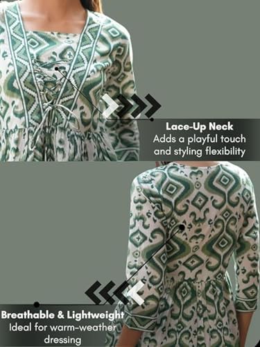 Leriya Fashion Women's Rayon Paisley Printed Tunic Western Tops Short Kurti – Comfortable Everyday Wear & Half Sleeves, Collar Neck (Available in Plus Size and Combo Pack of 2)