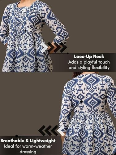 Leriya Fashion Women's Rayon Paisley Printed Tunic Western Tops Short Kurti – Comfortable Everyday Wear & Half Sleeves, Collar Neck (Available in Plus Size and Combo Pack of 2)