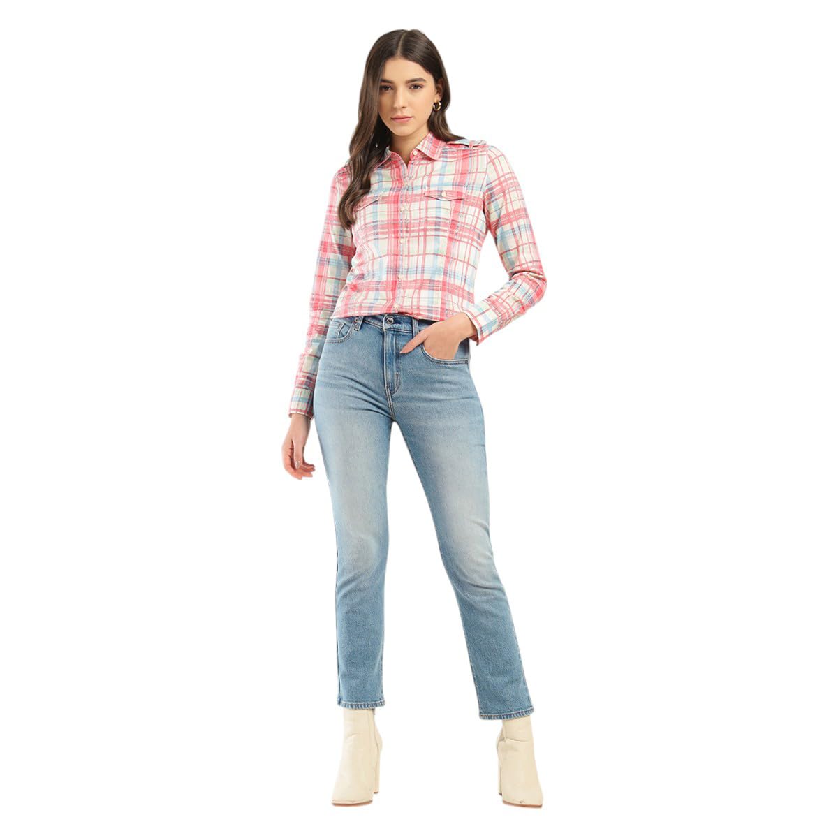 Levi's Women's High Rise 724 Slim Straight Fit Blue Jeans