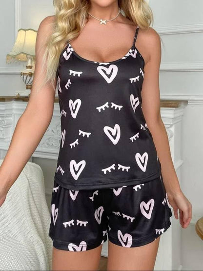 Night Suit for Women - Soft Breathable Satin Fabric Stylish Shorts for Woman, Cute Printed Nightwear Western Co ord Set Sleepwear, Lounge Wear for Every Night