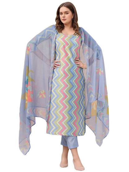 GoSriKi Women's Rayon Viscose Straight Printed Kurta with Pant & Dupatta
