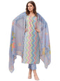 GoSriKi Women's Rayon Viscose Straight Printed Kurta with Pant & Dupatta