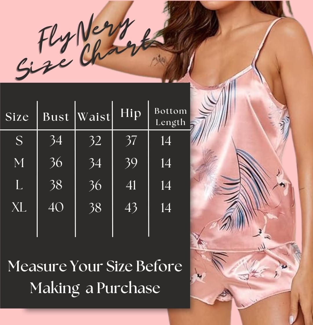 Night Suit for Women - Soft Breathable Satin Fabric Stylish Shorts for Woman, Cute Printed Nightwear Western Co ord Set Sleepwear, Lounge Wear for Every Night
