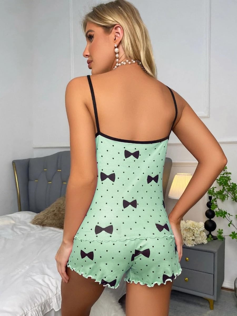 Night Suit for Women - Soft Breathable Satin Fabric Stylish Shorts for Woman, Cute Printed Nightwear Western Co ord Set Sleepwear, Lounge Wear for Every Night