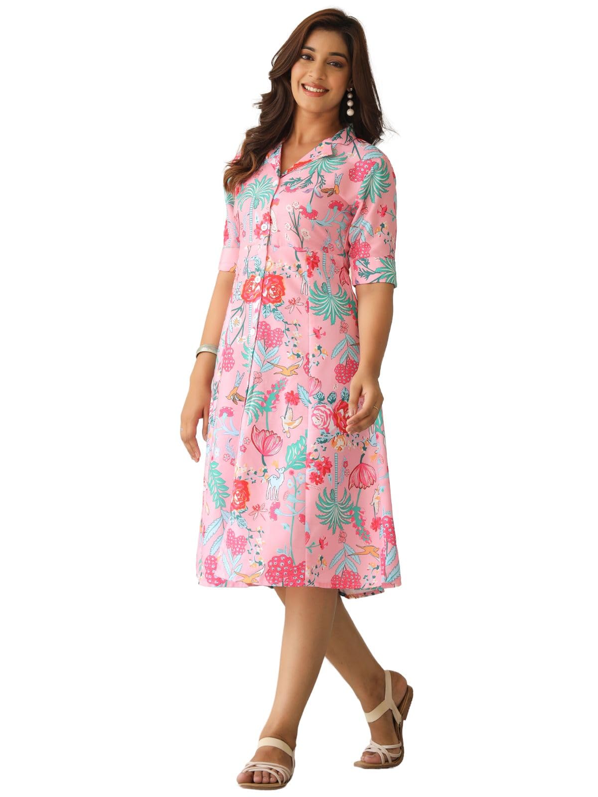 GRECIILOOKS Printed Maxi Dress for Women | Trendy Long One Piece Summer Outfit | Lightweight Flared Dress for Casual & Holiday