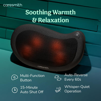 Caresmith Revive Cushion Massager Machine for Pain Relief | Neck and Back Pain Relief with Shaitsu Infrared Heat Therapy | 1 Year Warranty