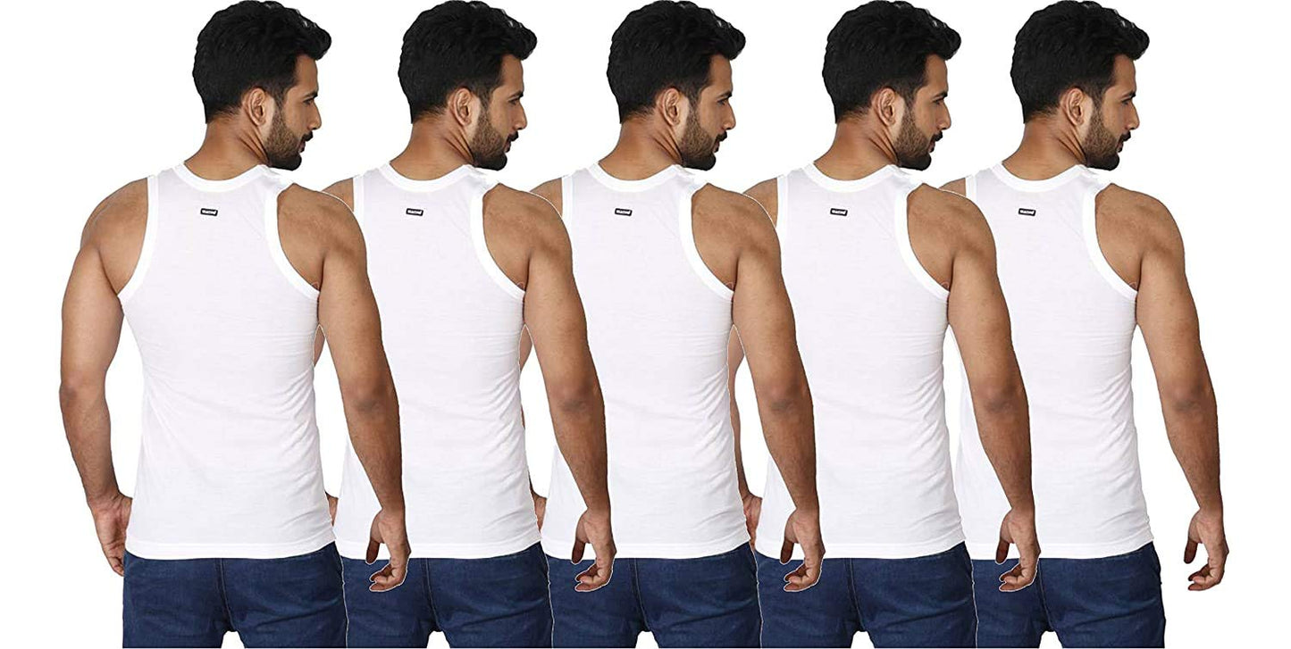 Macho Mens Cotton Vest, Pack of 3 (100 cm) White