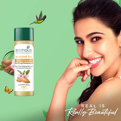 Biotique Almonmd Oil Deep Cleanse Purifying Cleansing Oil Face & Eye Makeup Remover For Normal to Dr