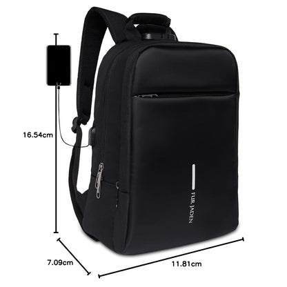 FUR JADEN Anti Theft Number Lock Backpack Bag with 15.6 Inch Laptop Compartment, USB Charging Port & Organizer Pocket for Men Women Boys Girls