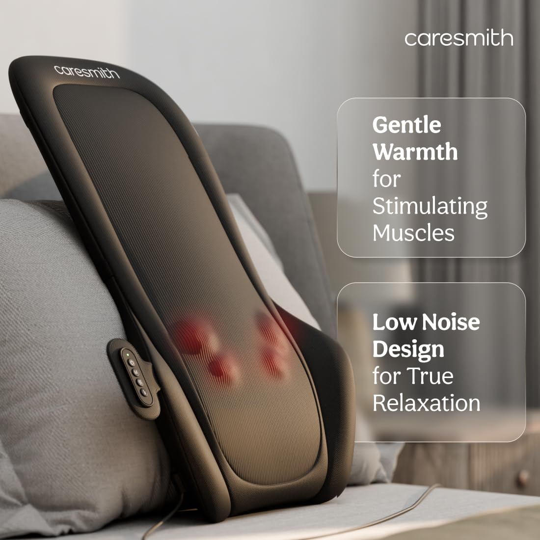 Caresmith Revive Cushion Massager Machine for Pain Relief | Neck and Back Pain Relief with Shaitsu Infrared Heat Therapy | 1 Year Warranty