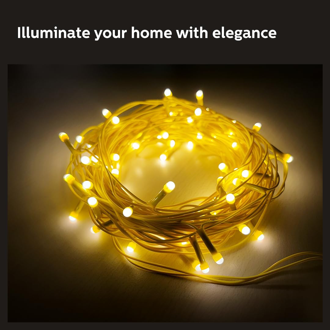 PHILIPS Starlit 12 Meter 72 LEDs String Light for Decoration | Festival LED String Light for Diwali, Christmas and Home Decoration| Red, Pack of 1,Polycarbonate