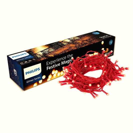 PHILIPS Starlit 12 Meter 72 LEDs String Light for Decoration | Festival LED String Light for Diwali, Christmas and Home Decoration| Red, Pack of 1,Polycarbonate