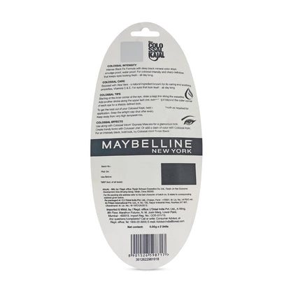 Maybelline New York Intense Colour Colossal Kajal, Black, Matte Finish, Stay Up To 24 Hours, Water-proof, Smudge Resistant, Infused With Aloe Vera & Vitamin C and Vitamin E | 0.35g