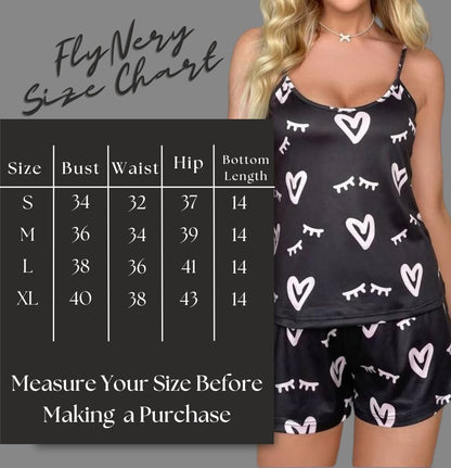 Night Suit for Women - Soft Breathable Satin Fabric Stylish Shorts for Woman, Cute Printed Nightwear Western Co ord Set Sleepwear, Lounge Wear for Every Night