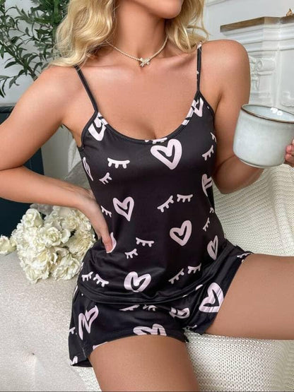 Night Suit for Women - Soft Breathable Satin Fabric Stylish Shorts for Woman, Cute Printed Nightwear Western Co ord Set Sleepwear, Lounge Wear for Every Night