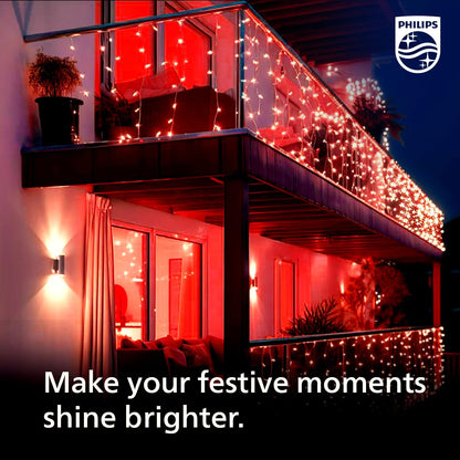 PHILIPS Starlit 12 Meter 72 LEDs String Light for Decoration | Festival LED String Light for Diwali, Christmas and Home Decoration| Red, Pack of 1,Polycarbonate
