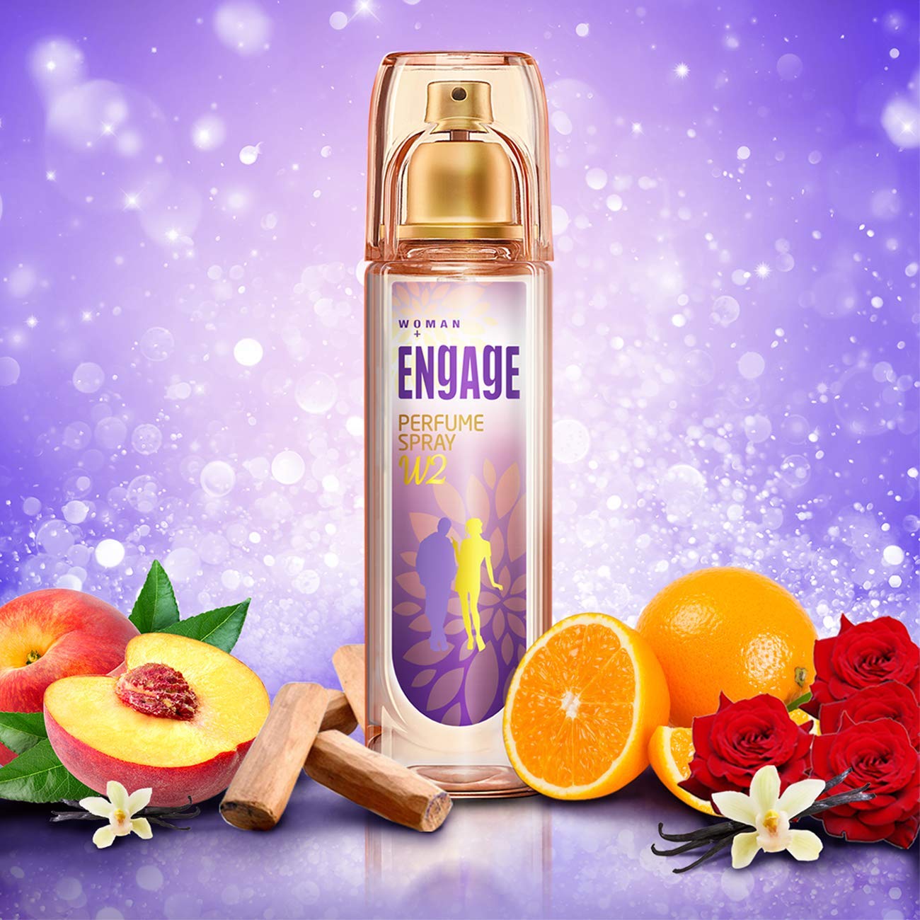 Engage W2 Perfume Spray For Women, Floral and Fruity, Skin Friendly, 120ml (Pack of 2)