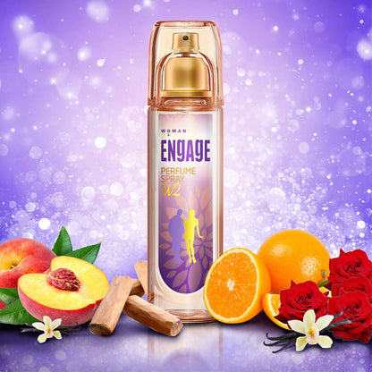 Engage W2 Perfume Spray For Women, Floral and Fruity, Skin Friendly, 120ml (Pack of 2)
