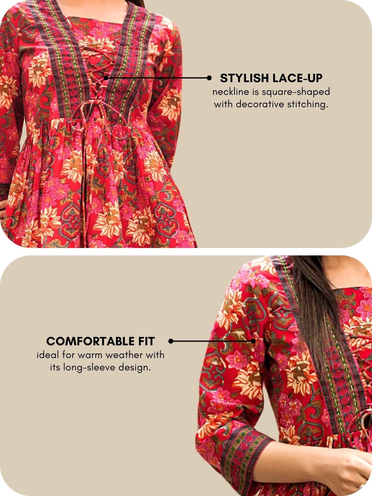 Leriya Fashion Women's Rayon Paisley Printed Tunic Western Tops Short Kurti – Comfortable Everyday Wear & Half Sleeves, Collar Neck (Available in Plus Size and Combo Pack of 2)