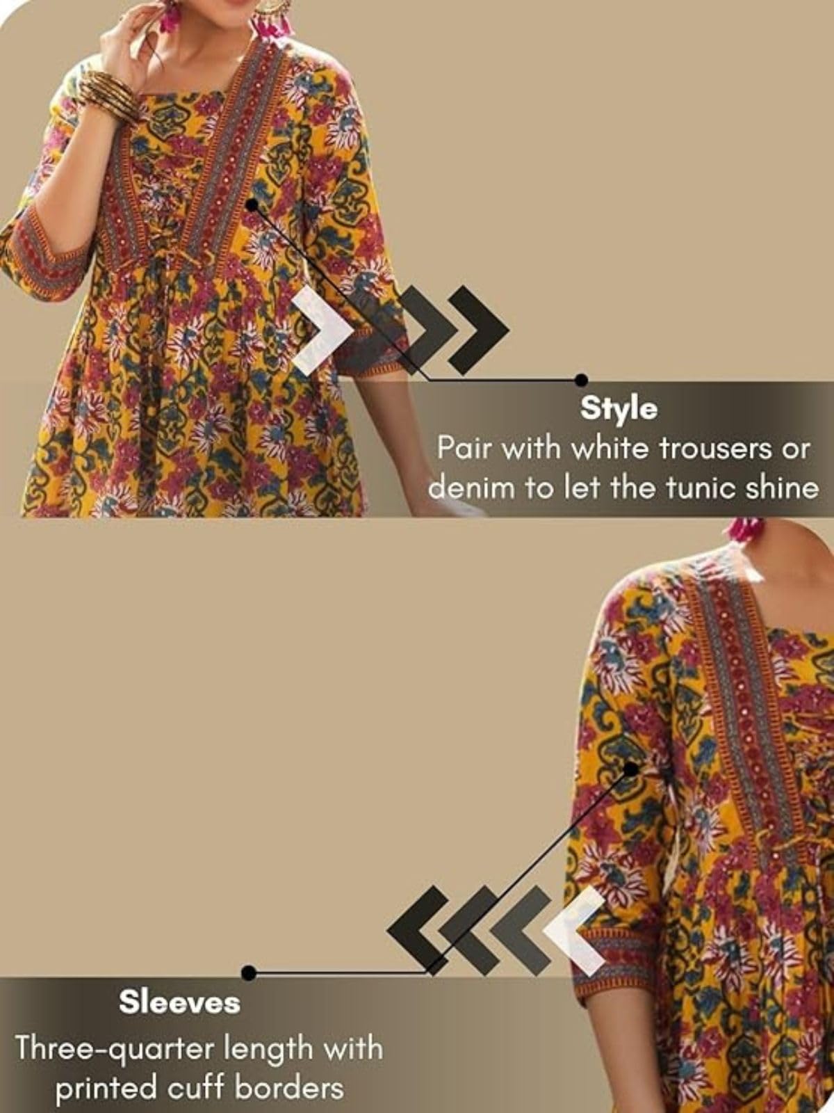 Leriya Fashion Women's Rayon Paisley Printed Tunic Western Tops Short Kurti – Comfortable Everyday Wear & Half Sleeves, Collar Neck (Available in Plus Size and Combo Pack of 2)