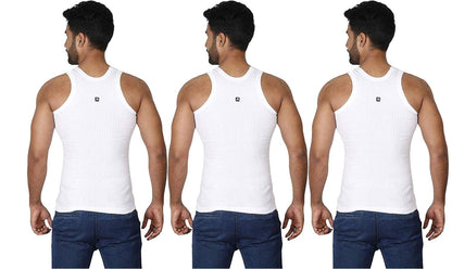 Macho Mens Cotton Vest, Pack of 3 (100 cm) White