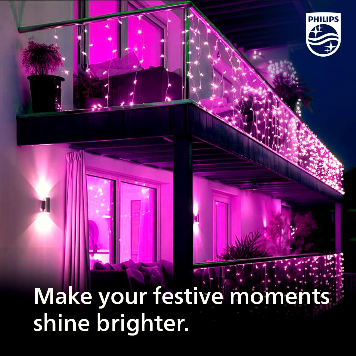 PHILIPS Starlit 12 Meter 72 LEDs String Light for Decoration | Festival LED String Light for Diwali, Christmas and Home Decoration| Red, Pack of 1,Polycarbonate