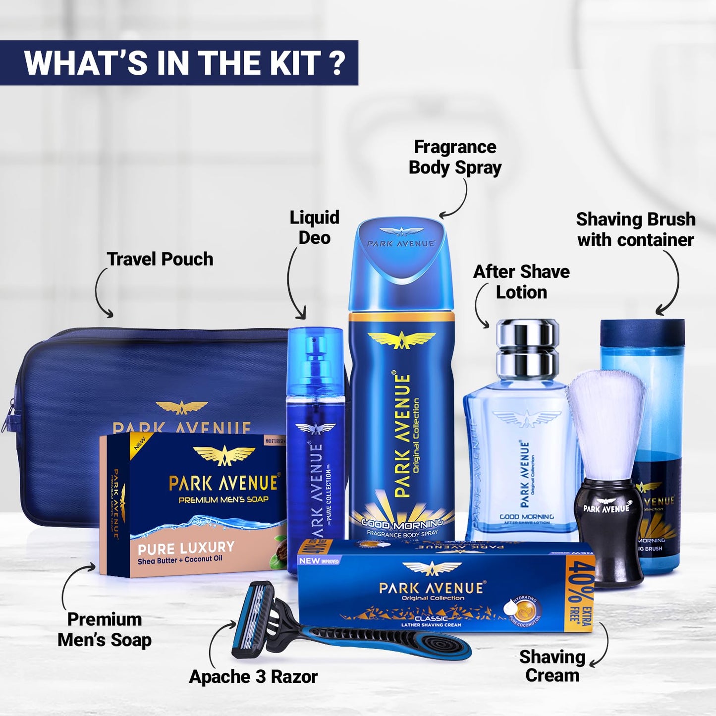 Park Avenue Luxury Grooming Collection 8 in 1 Combo Grooming Kit for men