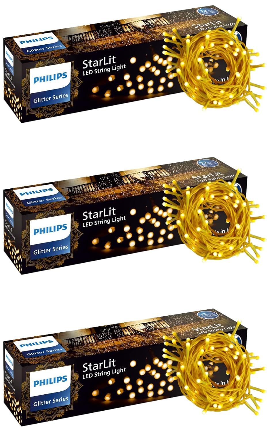 PHILIPS Starlit 12 Meter 72 LEDs String Light for Decoration | Festival LED String Light for Diwali, Christmas and Home Decoration| Red, Pack of 1,Polycarbonate