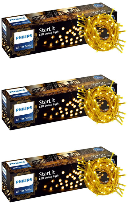 PHILIPS Starlit 12 Meter 72 LEDs String Light for Decoration | Festival LED String Light for Diwali, Christmas and Home Decoration| Red, Pack of 1,Polycarbonate