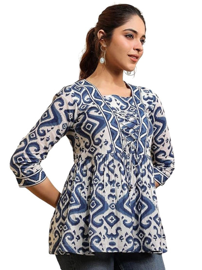 Leriya Fashion Women's Rayon Paisley Printed Tunic Western Tops Short Kurti – Comfortable Everyday Wear & Half Sleeves, Collar Neck (Available in Plus Size and Combo Pack of 2)