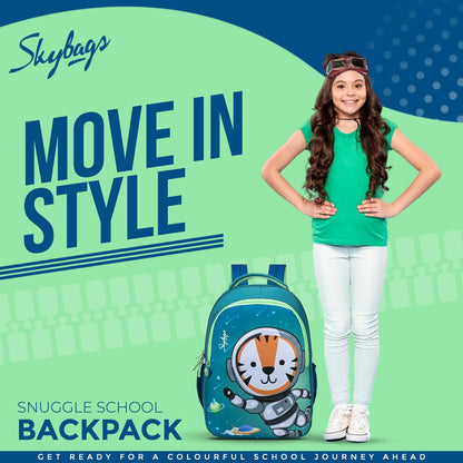 Skybags Snuggle 04 15 Litres 2 Compartment School Backpack Green Blue