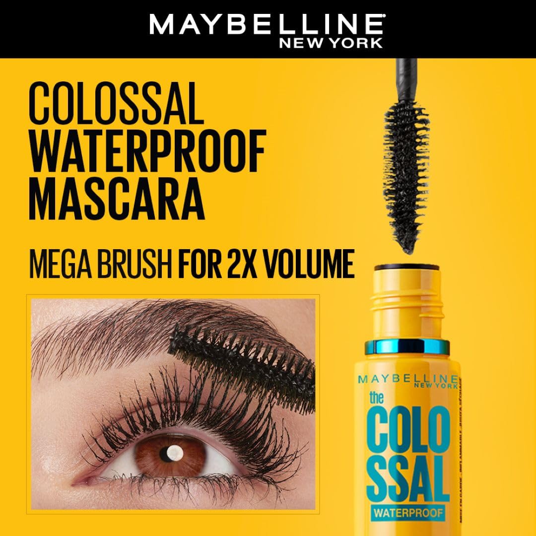 Maybelline New York Intense Colour Colossal Kajal, Black, Matte Finish, Stay Up To 24 Hours, Water-proof, Smudge Resistant, Infused With Aloe Vera & Vitamin C and Vitamin E | 0.35g