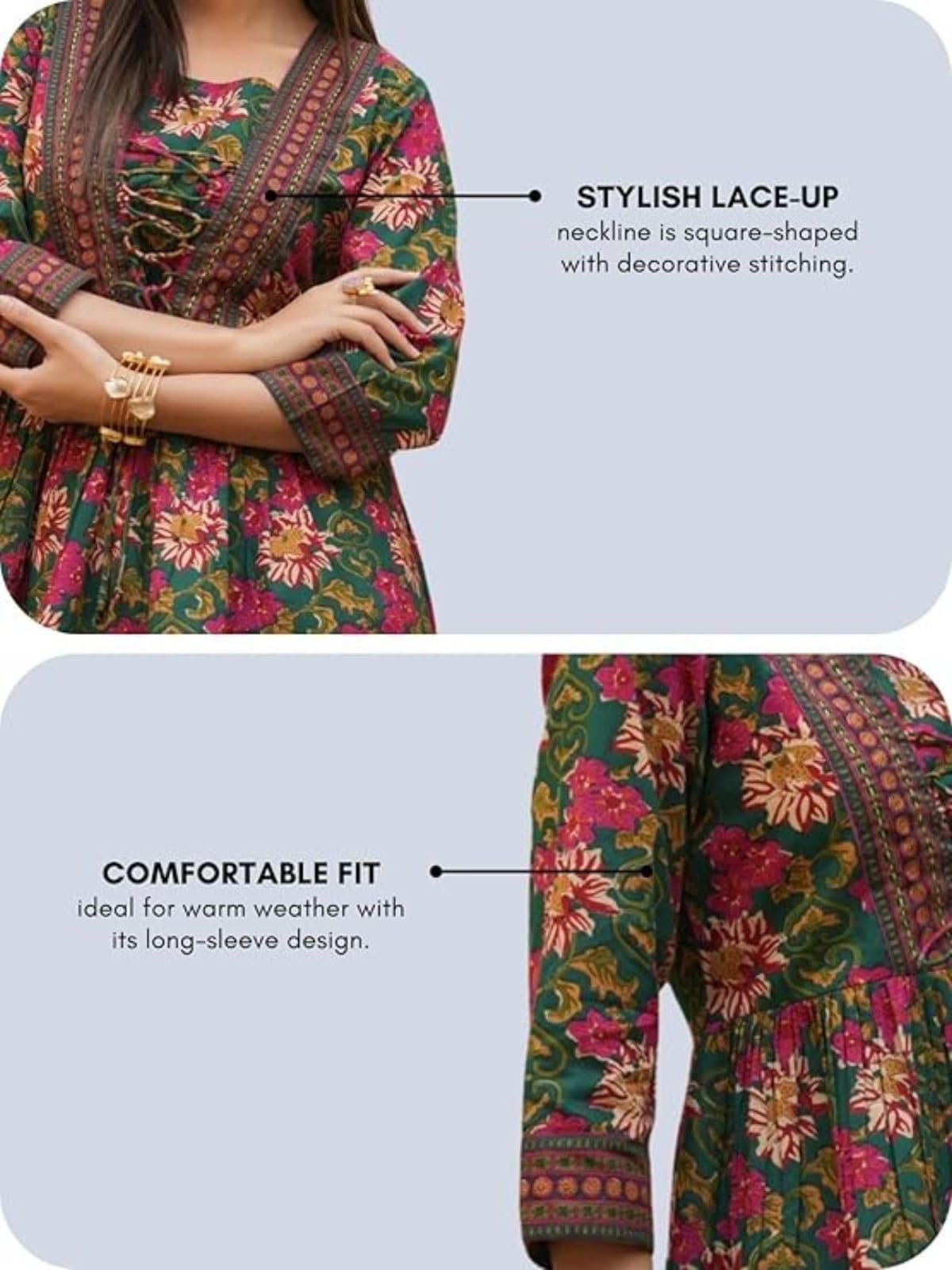 Leriya Fashion Women's Rayon Paisley Printed Tunic Western Tops Short Kurti – Comfortable Everyday Wear & Half Sleeves, Collar Neck (Available in Plus Size and Combo Pack of 2)