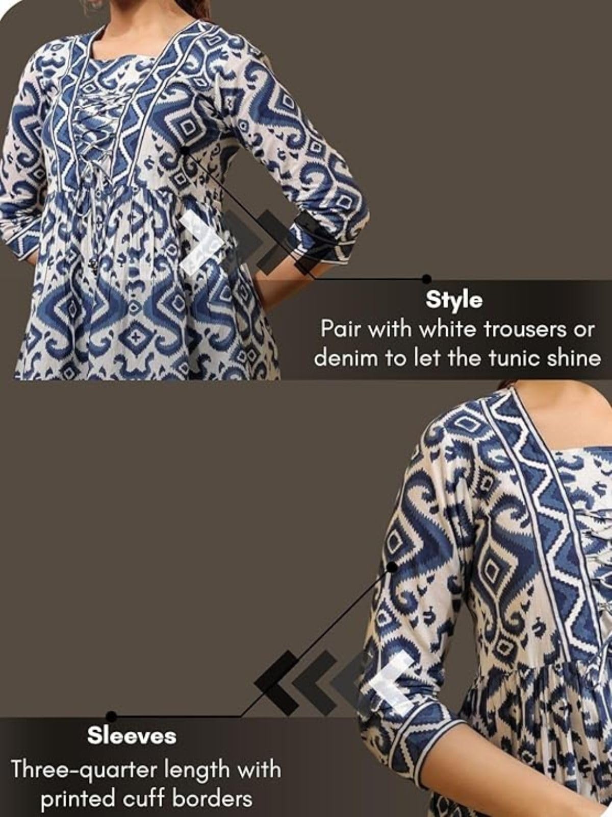Leriya Fashion Women's Rayon Paisley Printed Tunic Western Tops Short Kurti – Comfortable Everyday Wear & Half Sleeves, Collar Neck (Available in Plus Size and Combo Pack of 2)
