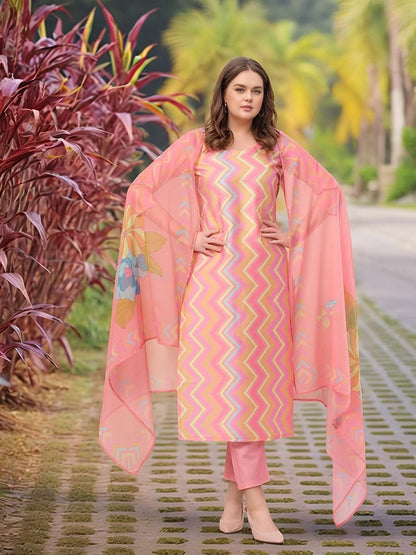 GoSriKi Women's Rayon Viscose Straight Printed Kurta with Pant & Dupatta
