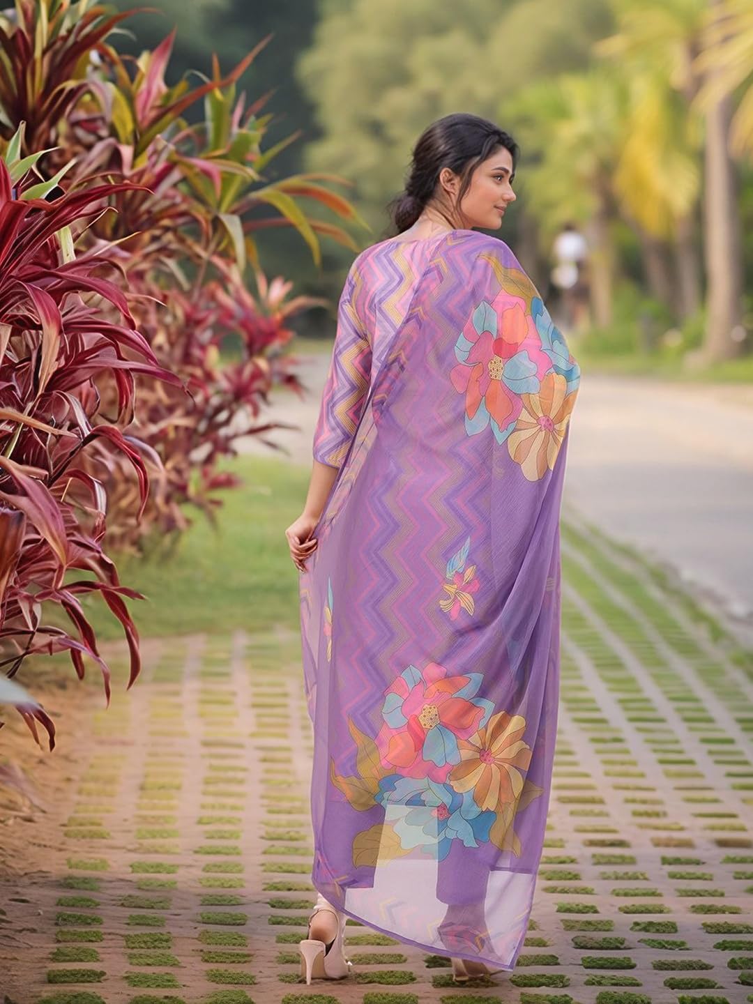 GoSriKi Women's Rayon Viscose Straight Printed Kurta with Pant & Dupatta