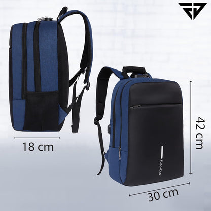FUR JADEN Anti Theft Number Lock Backpack Bag with 15.6 Inch Laptop Compartment, USB Charging Port & Organizer Pocket for Men Women Boys Girls