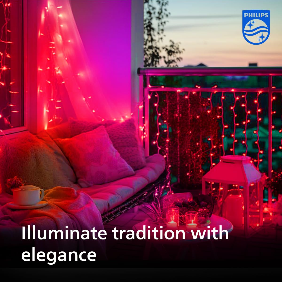 PHILIPS Starlit 12 Meter 72 LEDs String Light for Decoration | Festival LED String Light for Diwali, Christmas and Home Decoration| Red, Pack of 1,Polycarbonate