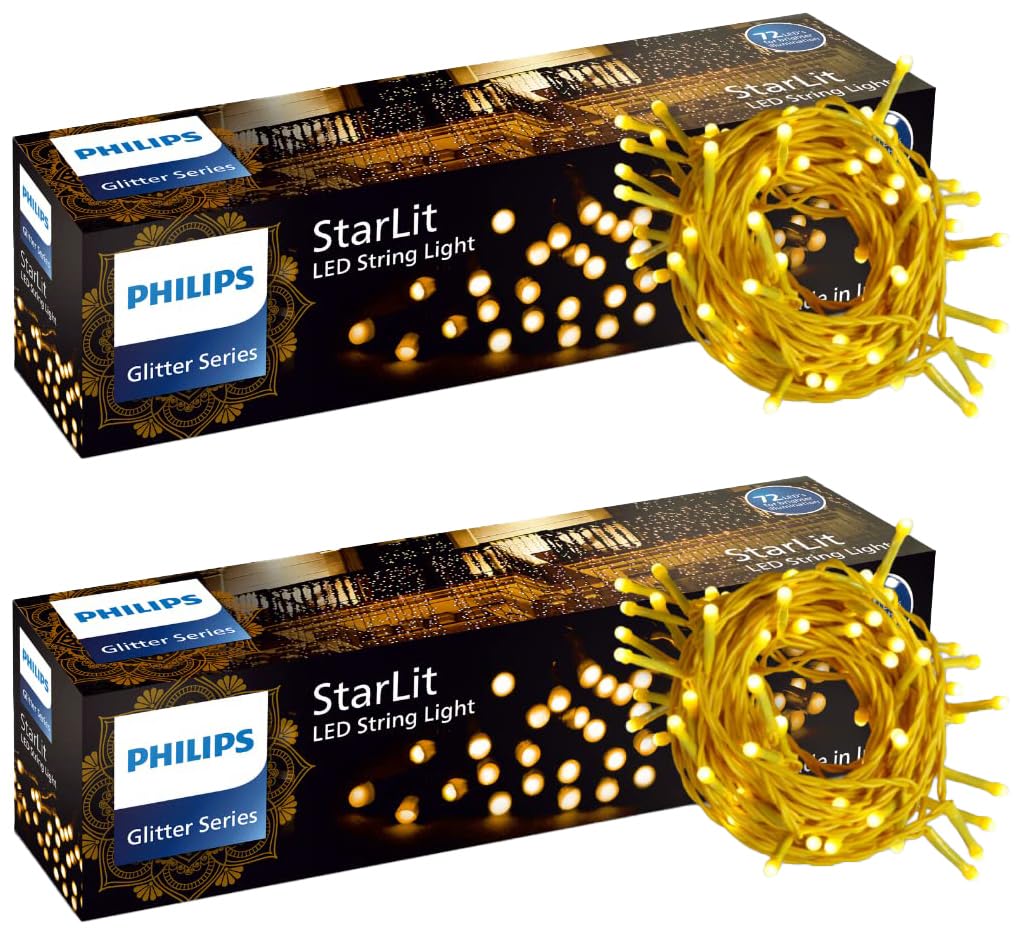 PHILIPS Starlit 12 Meter 72 LEDs String Light for Decoration | Festival LED String Light for Diwali, Christmas and Home Decoration| Red, Pack of 1,Polycarbonate