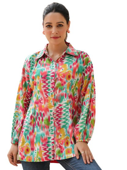 Leriya Fashion Women's Rayon Paisley Printed Tunic Western Tops Short Kurti – Comfortable Everyday Wear & Half Sleeves, Collar Neck (Available in Plus Size and Combo Pack of 2)