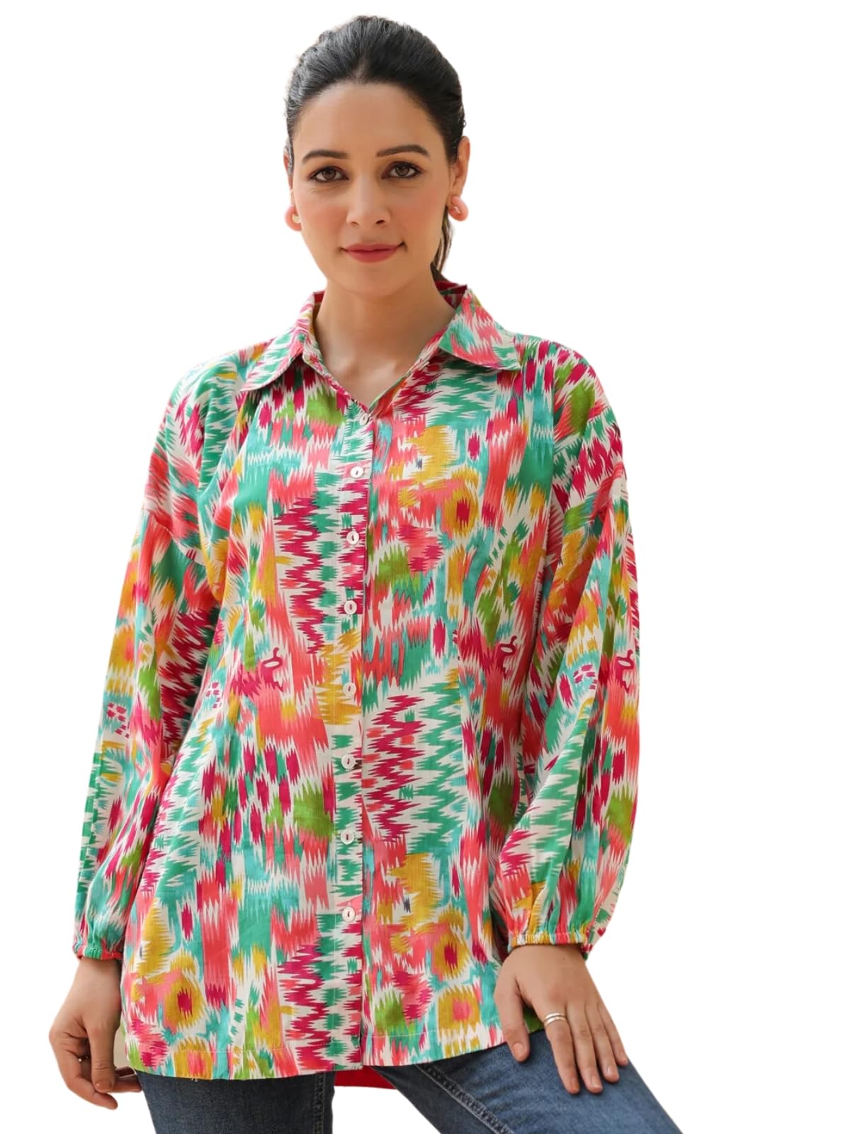 Leriya Fashion Women's Rayon Paisley Printed Tunic Western Tops Short Kurti – Comfortable Everyday Wear & Half Sleeves, Collar Neck (Available in Plus Size and Combo Pack of 2)